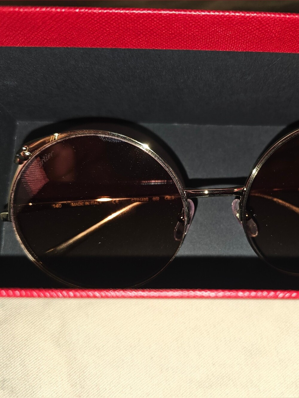 Cartier Round Gold Frame Sunglasses with Brown Lenses